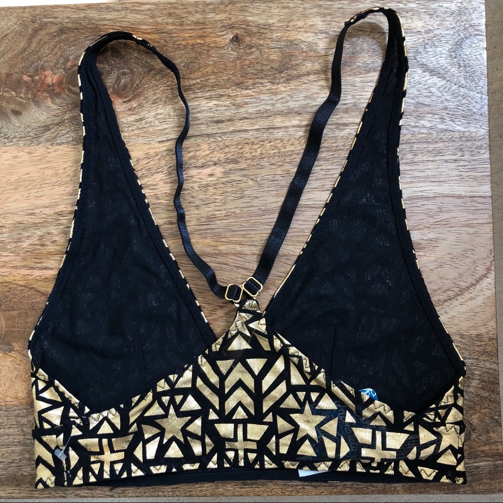 Free People Wonderland black & gold bralette - Picture 4 of 8